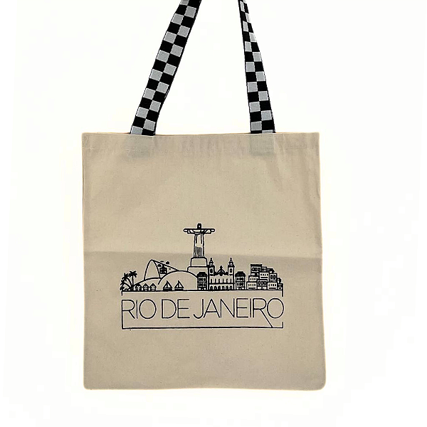 Bolsa Ecobag 100% algodão Estampa RIO DE JANEIRO (xadrez)