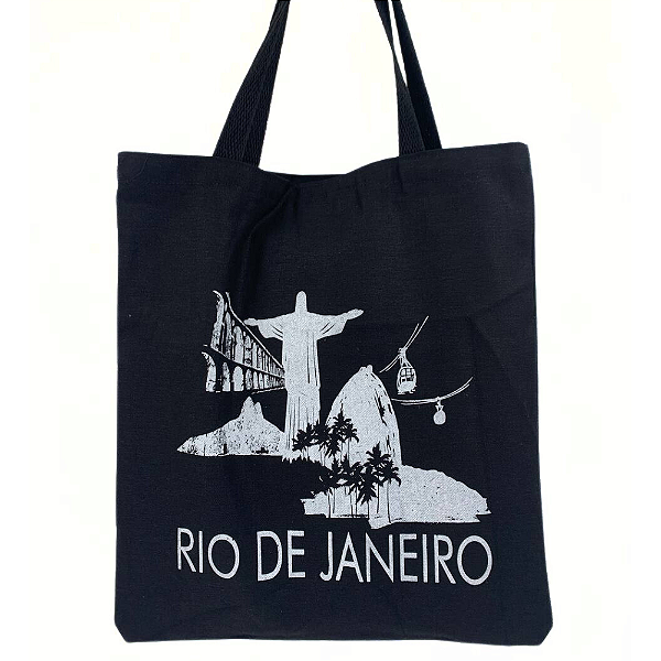 Bolsa Ecobag 100% algodão Black PONTOS TURÍSTICOS RJ
