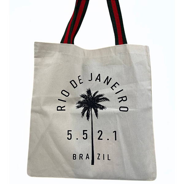 Bolsa Ecobag 100% algodão Estampa +55 21 (alça vdvm)