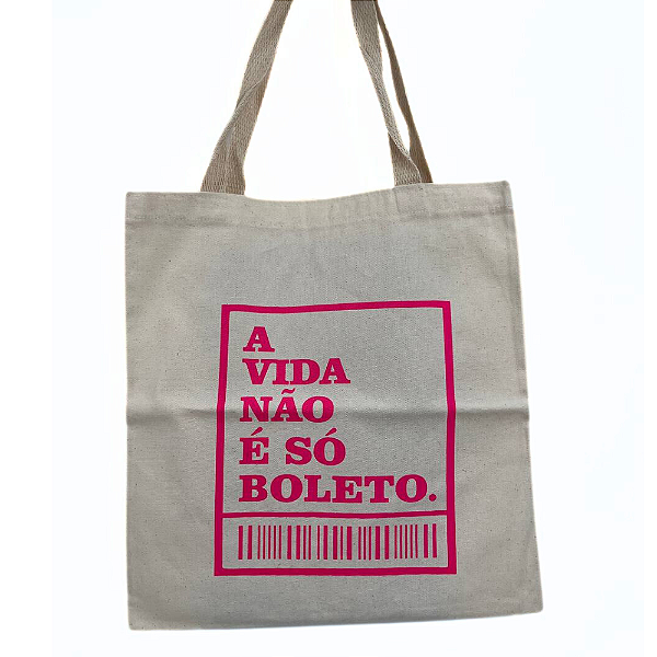 Bolsa Ecobag 100% algodão Estampa BOLETO (rosa)