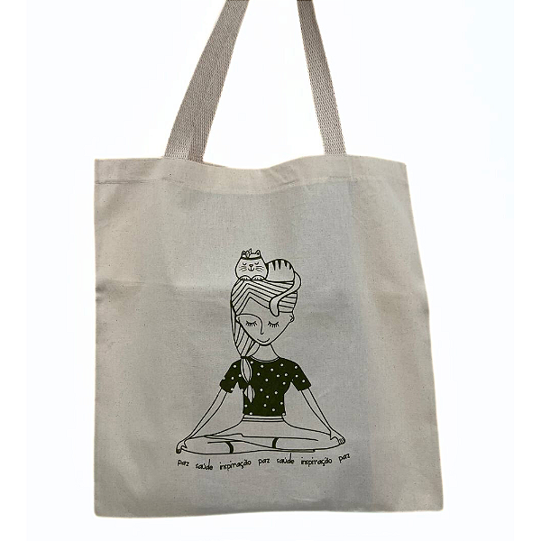 Bolsa Ecobag 100% algodão PAZ, SAÚDE INSPIRAÇÃO (verde)