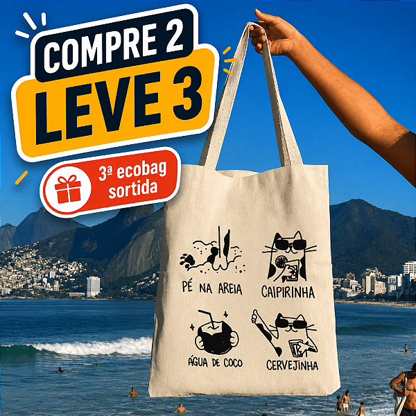 Bolsa Ecobag 100% Algodão Estampa VIVANT CAT Reutilizável Estilosa
