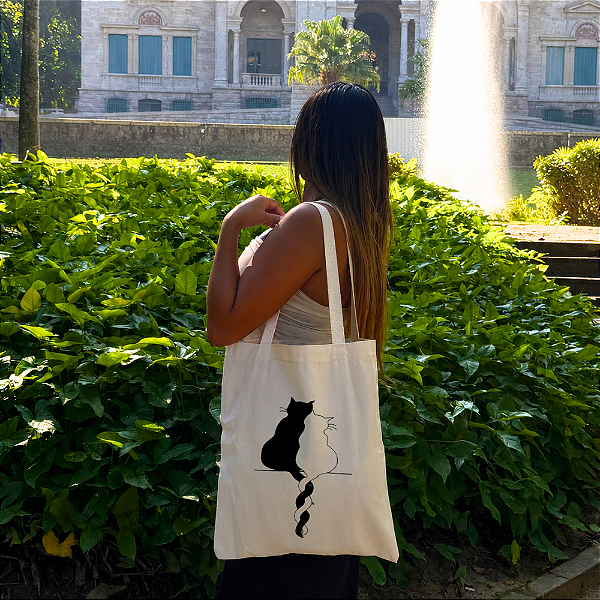 Bolsa Ecobag 100% Algodão Estampa CATS TANGLED Reutilizável Estilosa