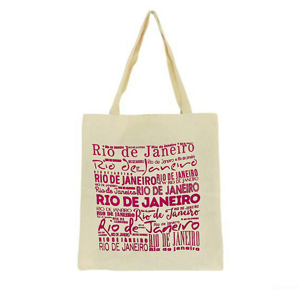 Bolsa Ecobag 100% algodão RJ ESCRITAS (rosa)