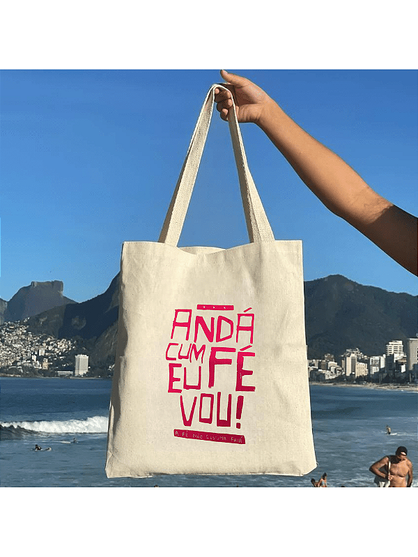 Bolsa Ecobag 100% algodão ANDA CUM FÉ (rosa)