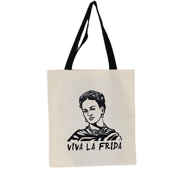 Bolsa Ecobag 100% algodão VIVA LA FRIDA (alça preta)