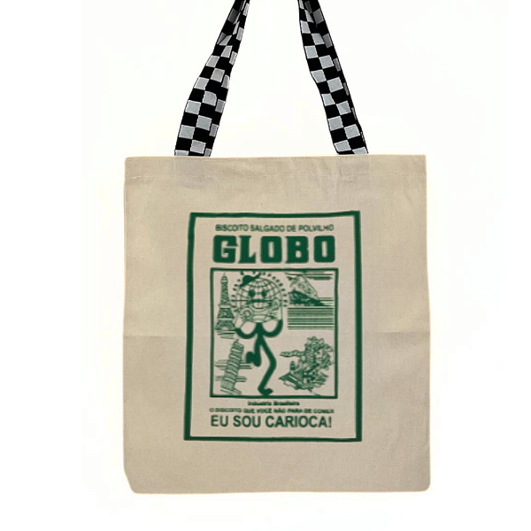 Bolsa Ecobag 100% algodão GLOBO VERDE (xadrez)