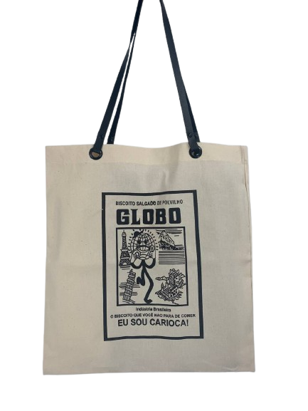 Bolsa Ecobag 100% algodão GLOBO (alça de couro)