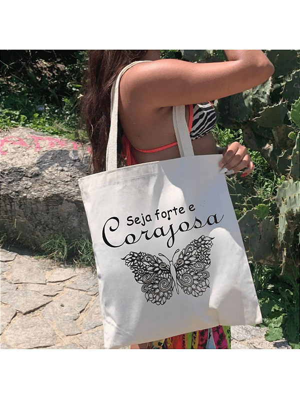 Bolsa Ecobag  100% algodão Estampa Corajosa