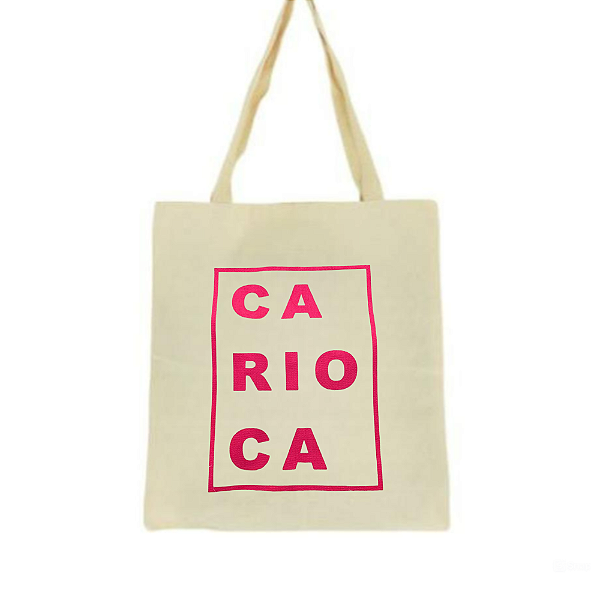 Bolsa Ecobag  100% algodão Estampa CARIOCA (rosa)