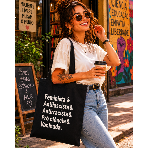 Bolsa Ecobag 100% algodão Black Estampa FEMINISTA