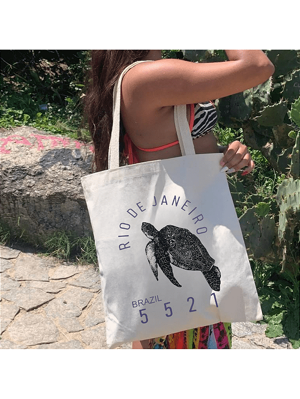 Bolsa Ecobag  100% algodão +55 21 TARTARUGA (lilás)