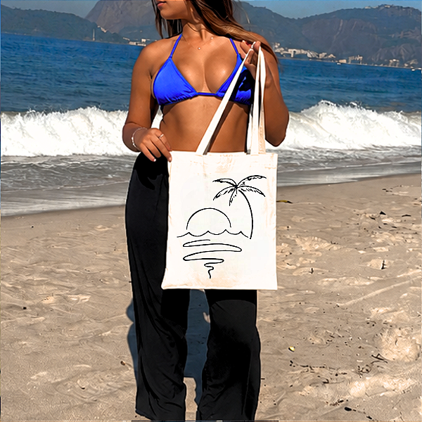 Bolsa Ecobag 100% Algodão Estampa PÔR DO SOL Reutilizável Estilosa