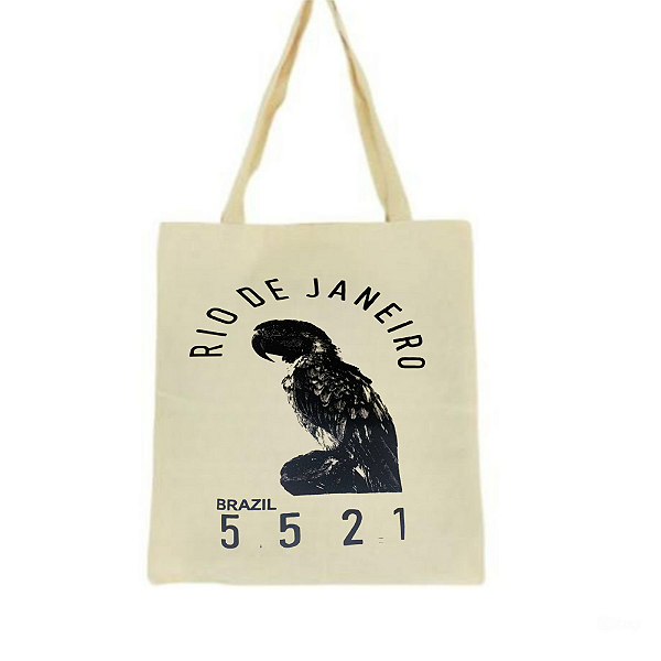Bolsa Ecobag  100% algodão Estampa +55 21 ARARA