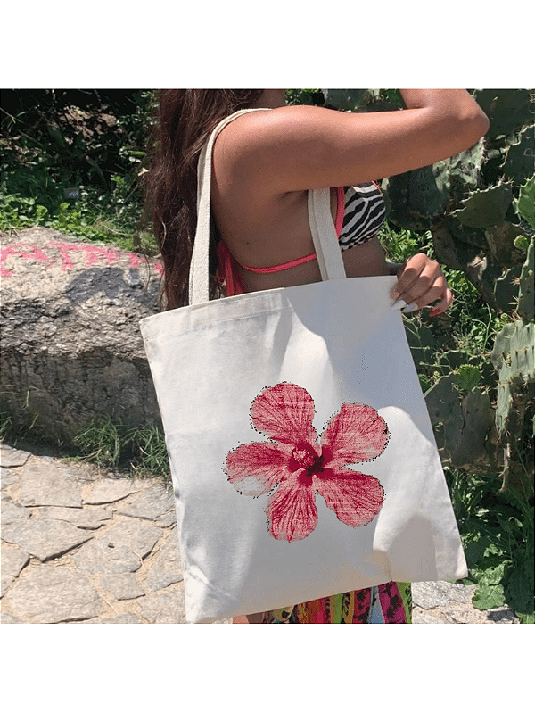 Bolsa Ecobag  100% algodão Estampa Red Flower