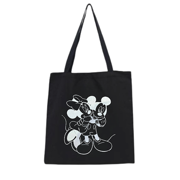 Bolsa Ecobag  100% algodão Black Estampa MINNIE E MICKEY