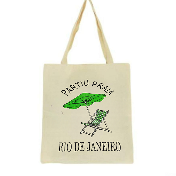 Bolsa Ecobag  100% algodão Estampa PARTIU PRAIA (verde)