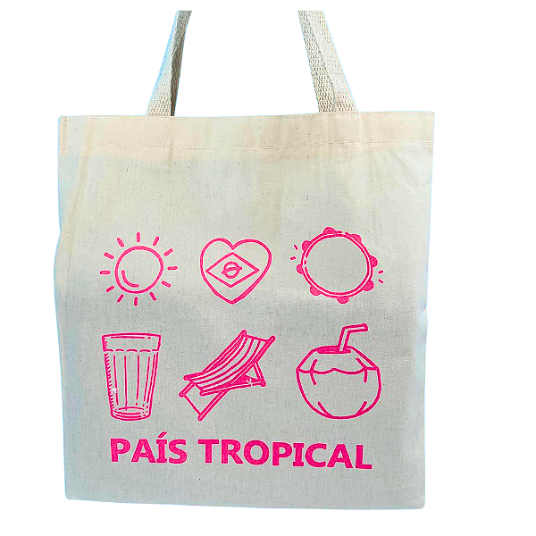 Bolsa Ecobag  100% algodão Estampa  (rosa)
