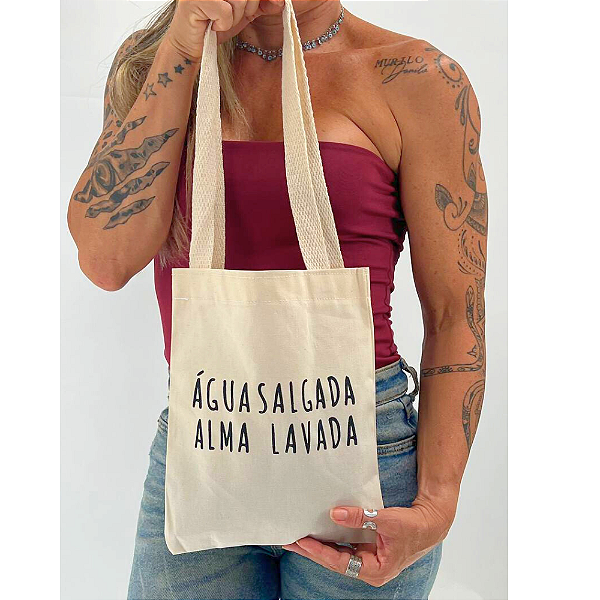 Bolsa Feminina Mini  Ecobag  100% algodão Estampa AGUA SALGADA