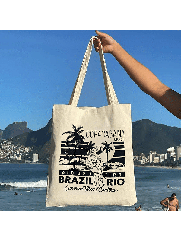 Kit C/10 un Atacado EcoBag 100% algodão Estampa Brazil Rio