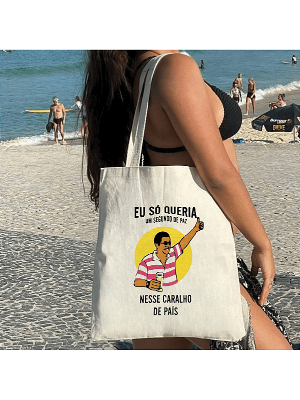 Bolsa Ecobag 100% algodão Estampa ZECA PAGODINHO - Rosa