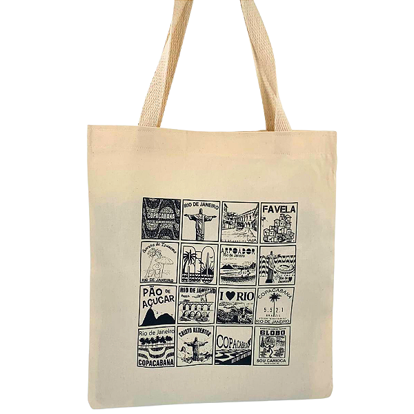 Bolsa Ecobag  100% algodão Estampa Clássicos do Rio