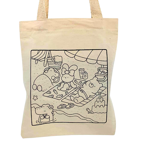 Ecobag Boobie Goods Estampa Praia Fofa | Mini Bolsa Algodão Cru