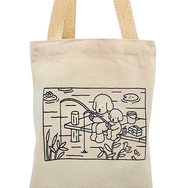 Ecobag Boobie Goods Mini Bolsa Algodão Cru Estampa Fofa de Cachorrinhos