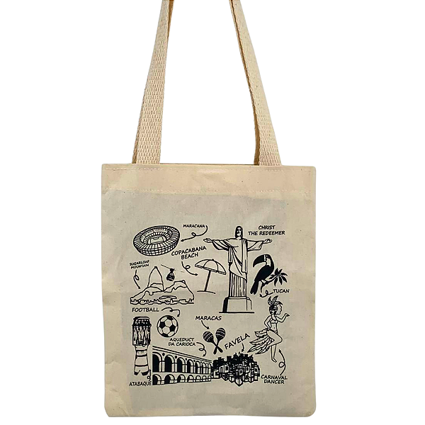 Mini Bolsa Ecobag Feminina 100% Algodão com Estampa American Rj | Sustentável e Estilosa
