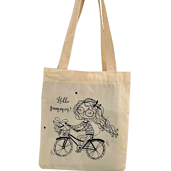 Mini Bolsa Ecobag Feminina 100% Algodão com Estampa Hello summer | Sustentável e Estilosa