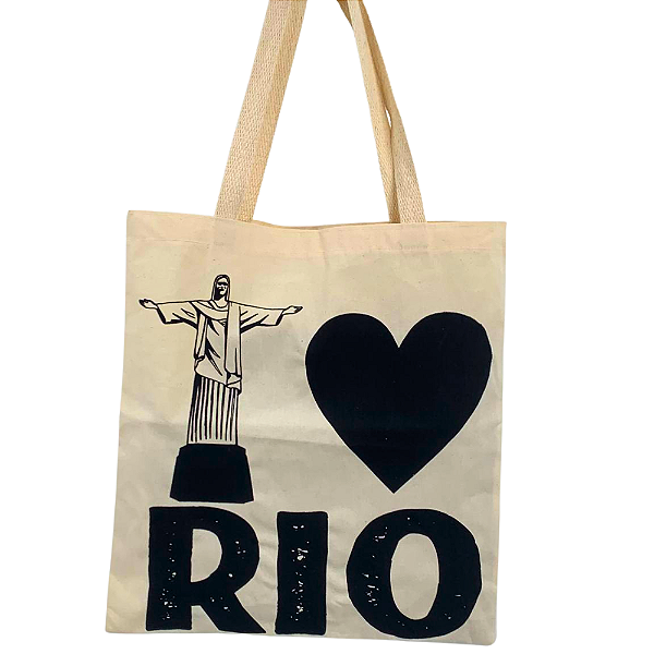 Bolsa Ecobag Amo Rio 100% Algodão Sustentável Reutilizável Cristo Redentor