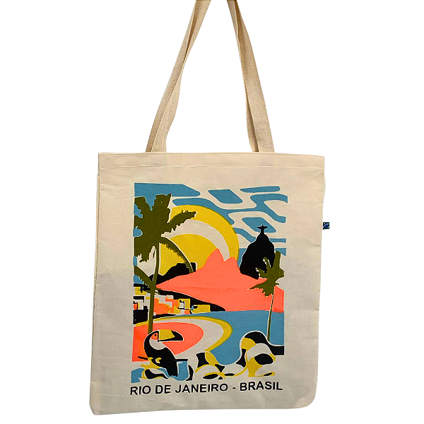 Bolsa Ecobag Crua 100% Algodão Reutilizável | Estampa Rio Sunset