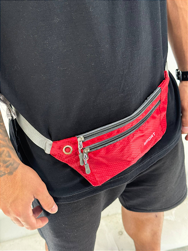 Pochete Esportiva Unissex Compacta | Leve, Ajustável e Resistente | Várias Cores | 2 Bolsos com Zíper