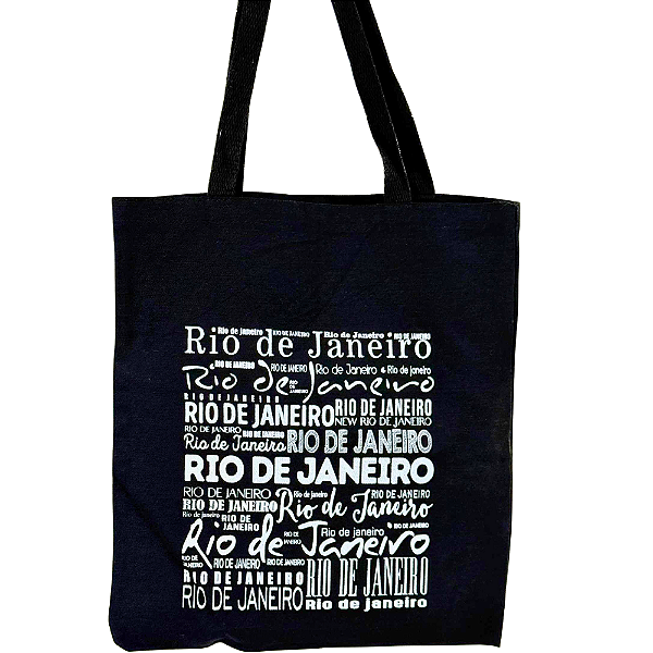 Bolsa Ecobag  100% algodão BLACK   Estampa RJ escritas
