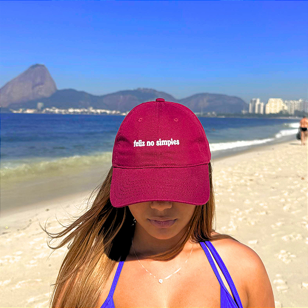 Boné Bordado Ajustável Identidade Carioca FELIZ NO SIMPLES Roxo Unissex