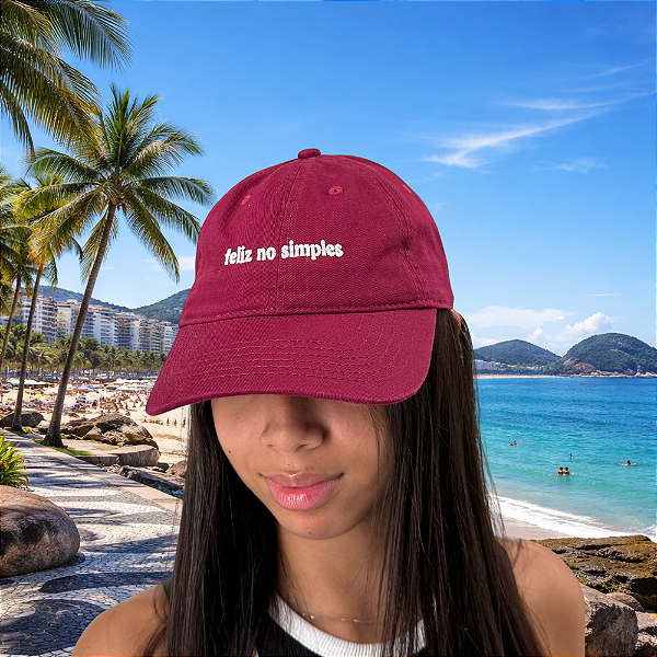 Boné Bordado Ajustável Identidade Carioca – "Feliz no Simples" (Roxo)