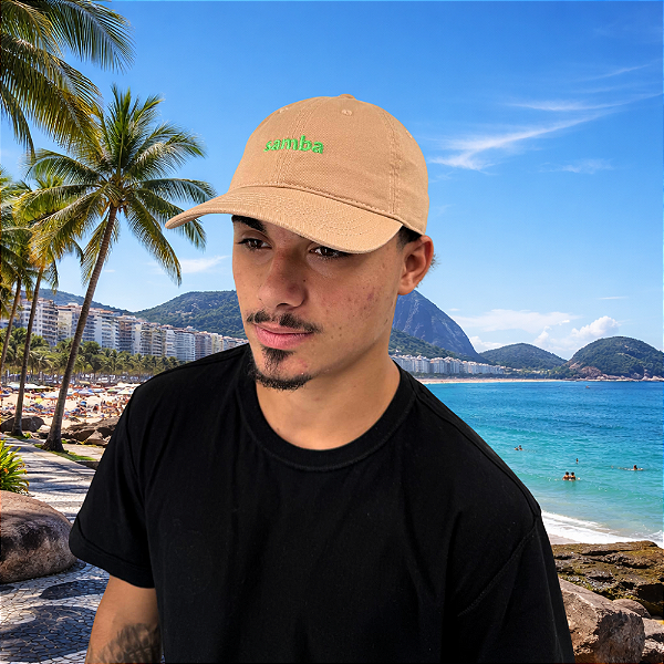 Boné Bordado Ajustável Identidade Carioca – "Samba" (BEGE)