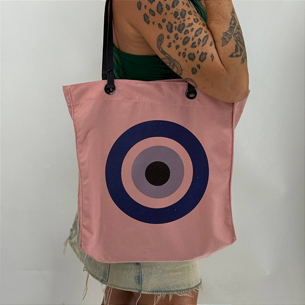 Bolsa Suede Elegante com Alça de Couro - Olho grego