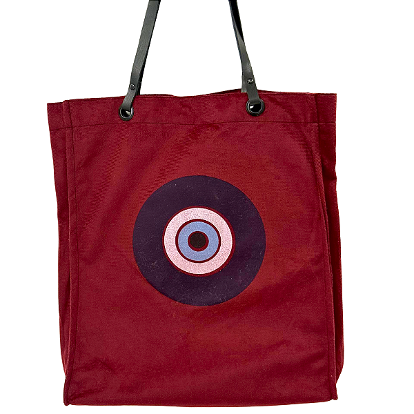 Bolsa Suede Elegante com Alça de Couro - Olho grego (Vinho)