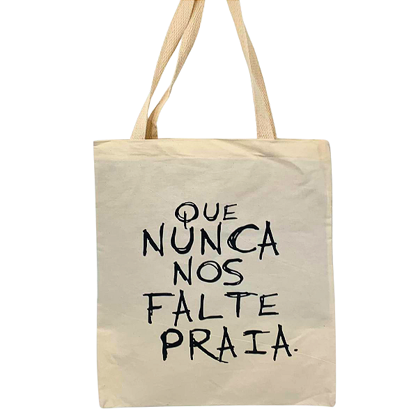 Bolsa Ecobag Crua 100% Algodão Reutilizável | Estampa "Que Nunca Nos Falte Praia"