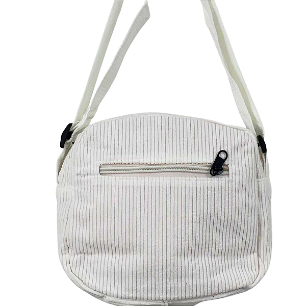 Bolsa Shoulder Bag Transversal Cotelê com Bolso Frontal e Alça Ajustável