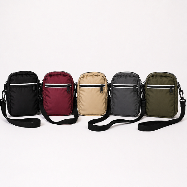 Bolsa Shoulder Bag Transversal Unissex Compacta com Zíper e Alça Ajustável