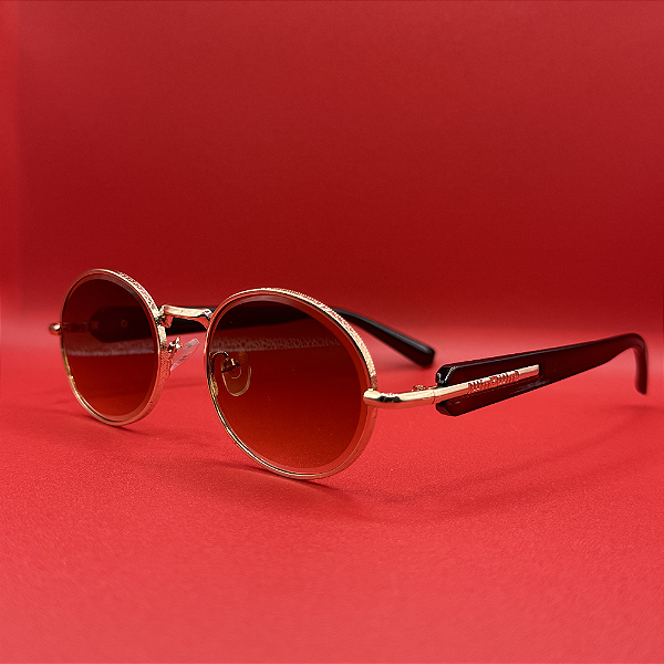 Óculos de Sol Redondo Lente Marrom UV400 - Unissex Retrô Clássico Leve e Confortável