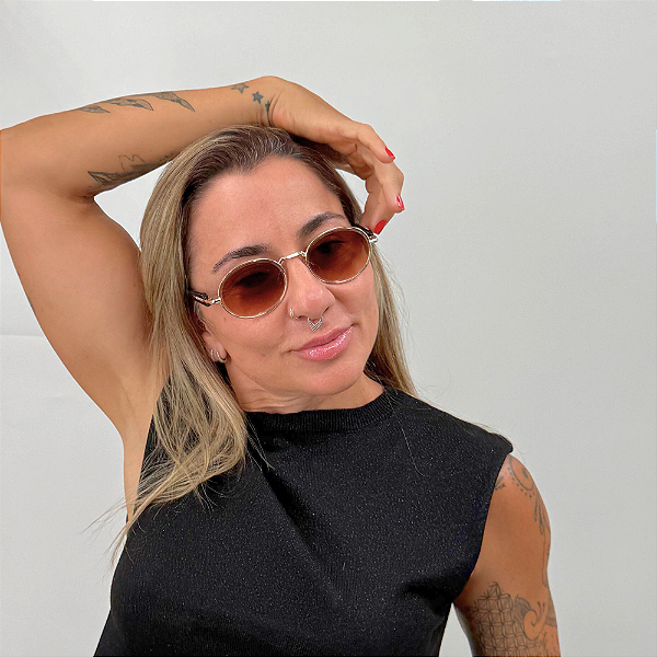 Óculos de Sol Redondo Lente Marrom