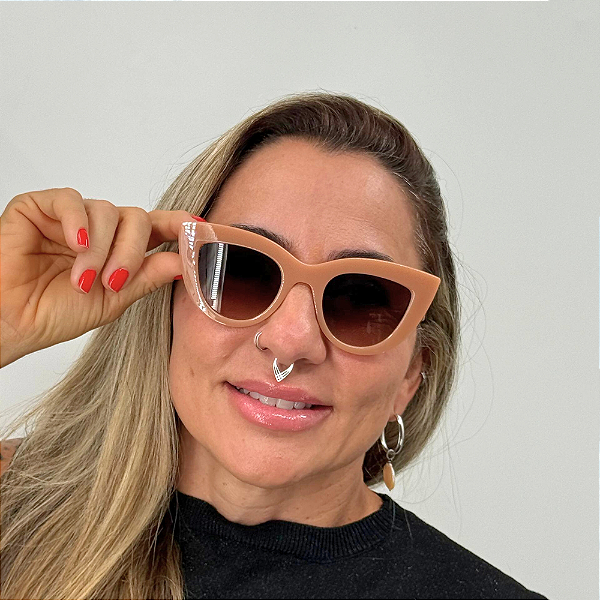 Óculos de Sol Feminino Gatinho Nude