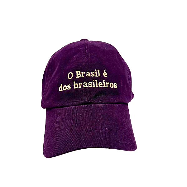 Boné Bordado Ajustável Identidade Carioca – "O Brasil é dos Brasileiros" (Roxo)
