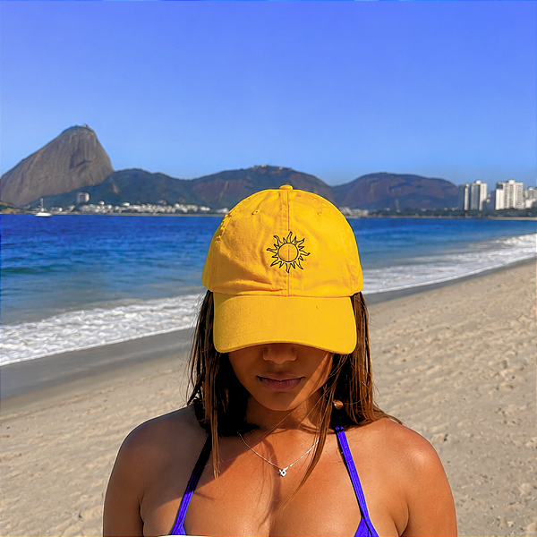 Boné Bordado Ajustável Identidade Carioca SOL Amarelo Unissex