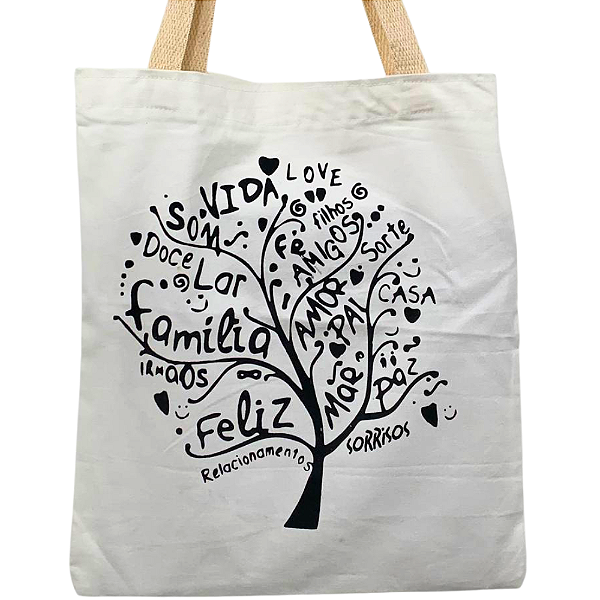 Bolsa Ecobag  100% algodão Branca Raízes