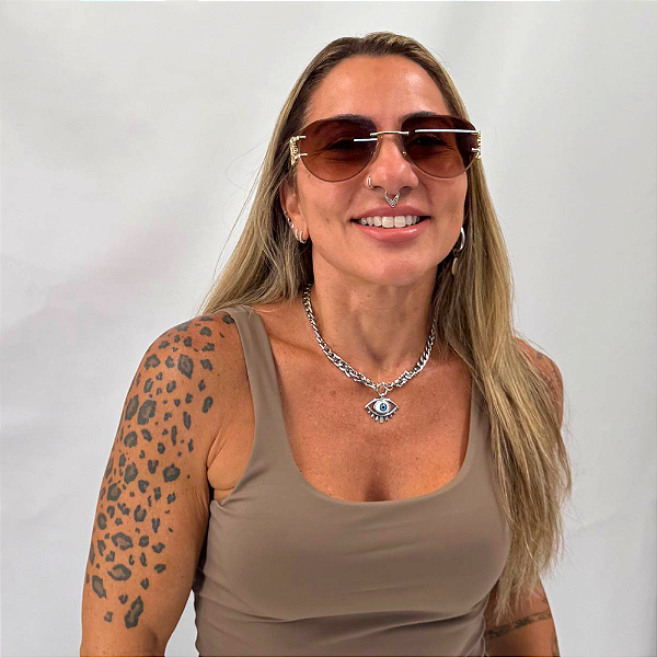 Óculos Sem Aro Lente Marrom  UV400