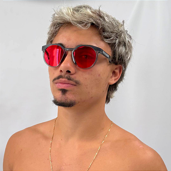 Óculos Transparente Lente Vermelha UV400